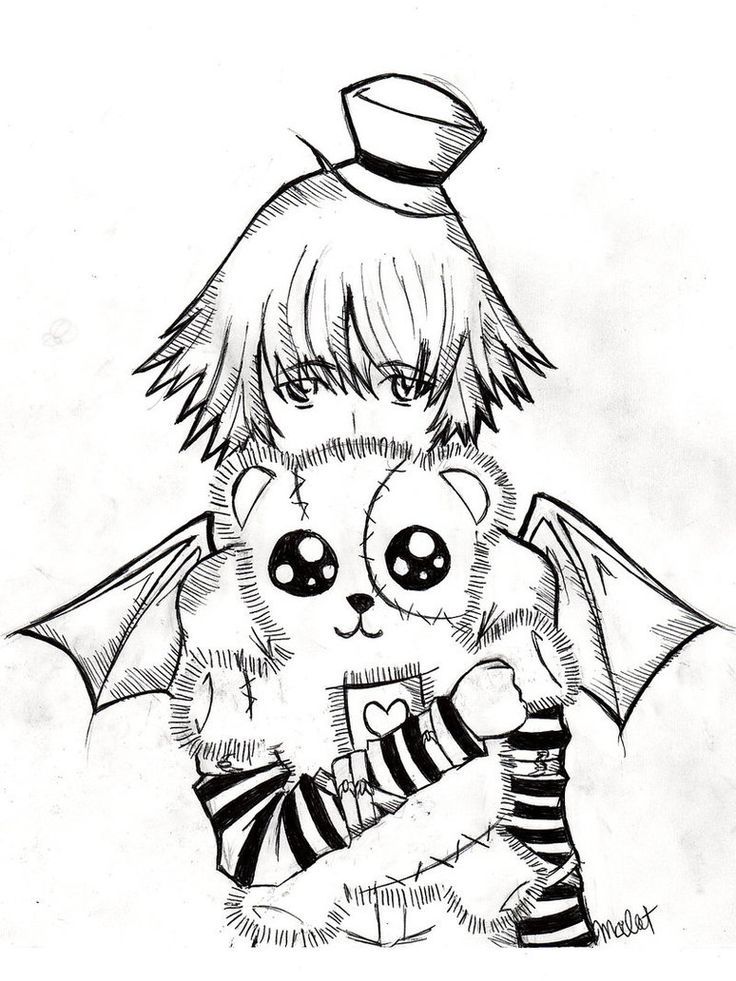 emo coloring bear teddy anime cute manga drawing drawings creepy colouring bears disney demons printable draw chibi boy princess adults