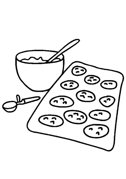 Coloring Page baking cookies - free printable coloring pages