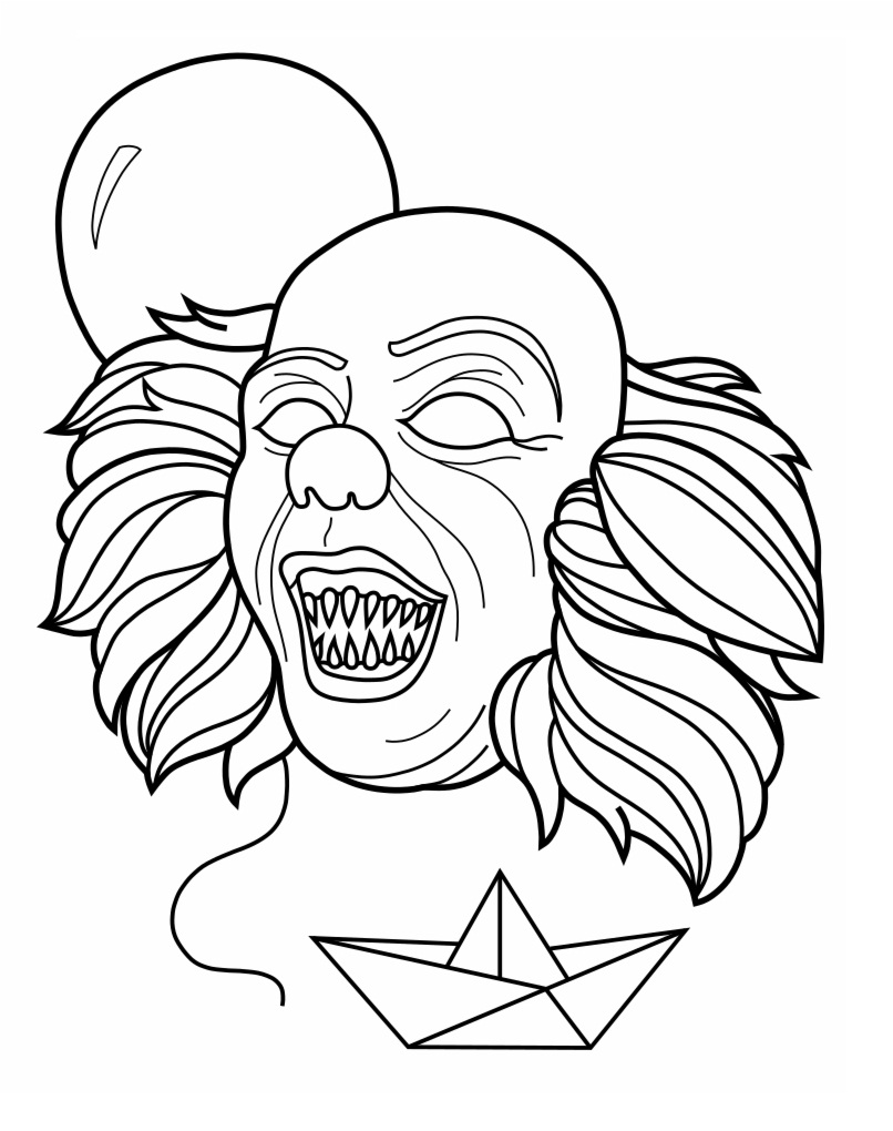 Creepy Clown Pennywise Coloring Page - Free Printable Coloring ...