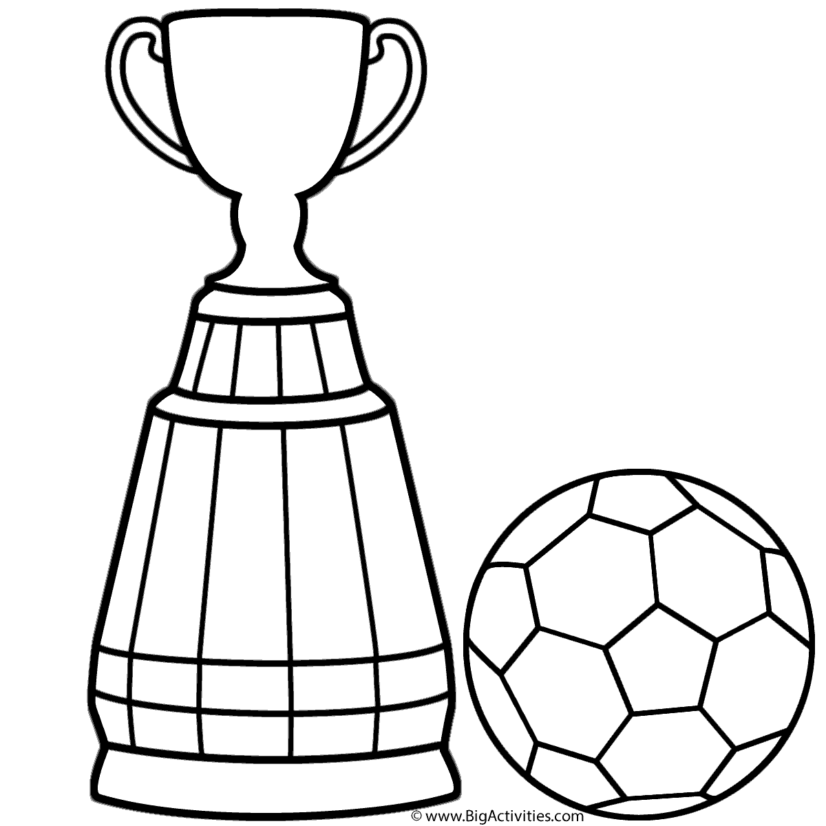 World Cup Trophy with Soccer Ball - Coloring Page (World Cup)