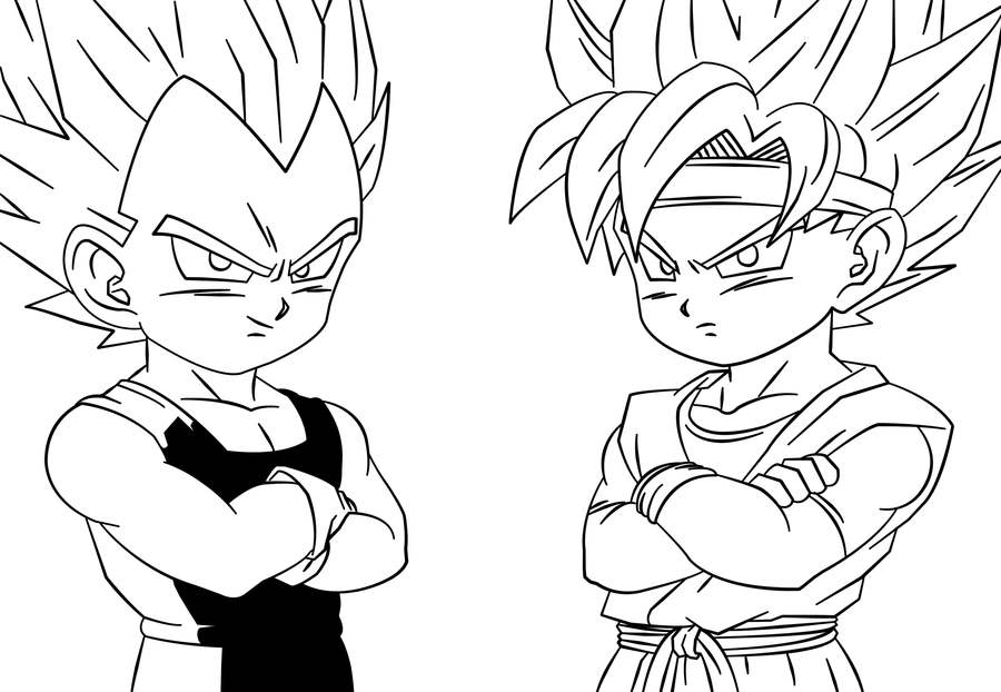 Chibi Vegeta and Goku Coloring Pages - XColorings.com