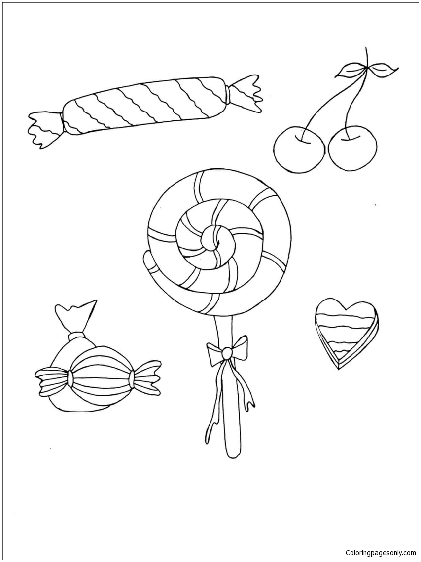 Lollipops Cherry Coloring Pages - Food Coloring Pages - Coloring Pages For  Kids And Adults