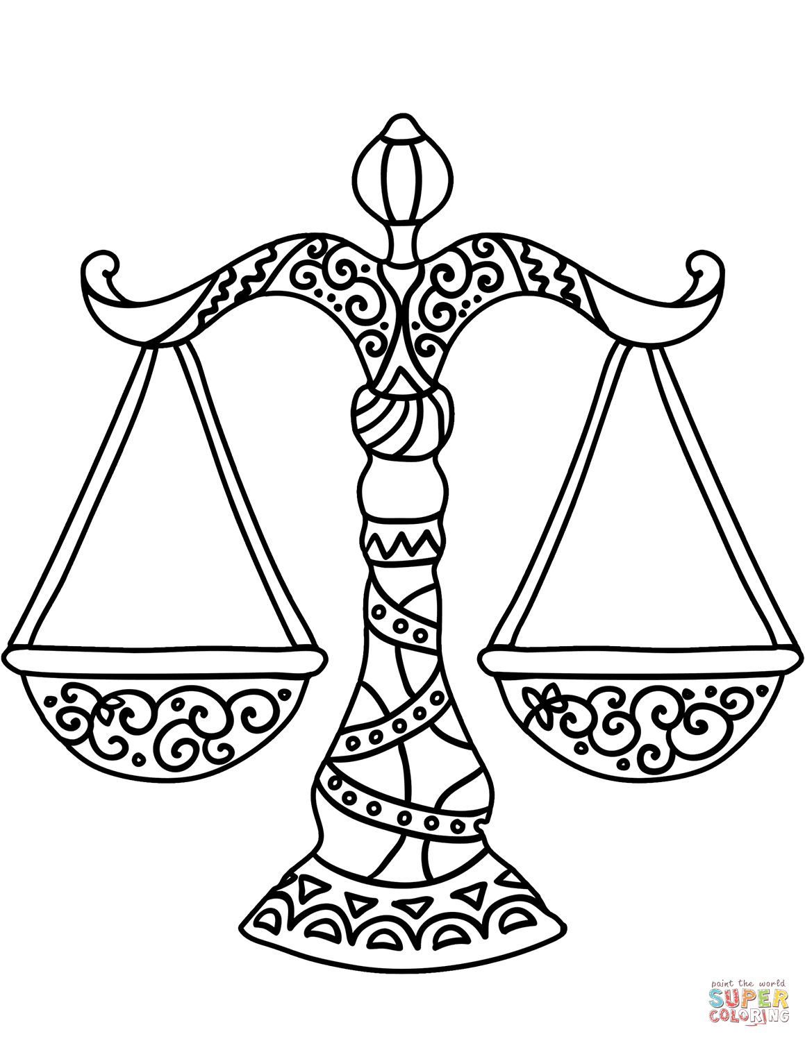 Libra zodiac sign coloring page | Free Printable Coloring Pages