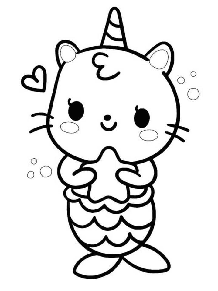 unicorn cat mermaid coloring page free printable coloring pages for kids coloring home