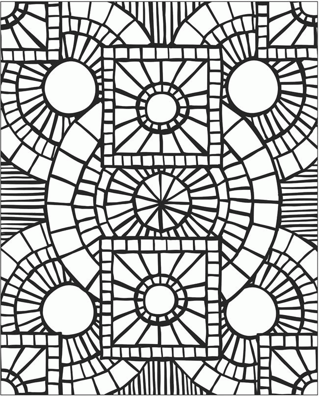 Step Free Coloring Pages Of Roman Mosaic, Papers Mosaic Coloring ...