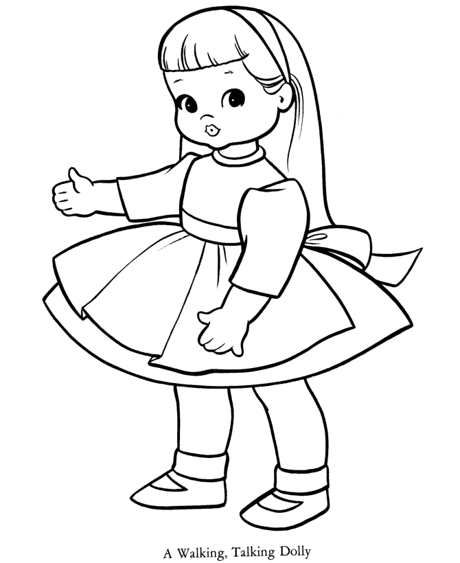 Baby Doll Coloring Page - Coloring Pages for Kids and for Adults