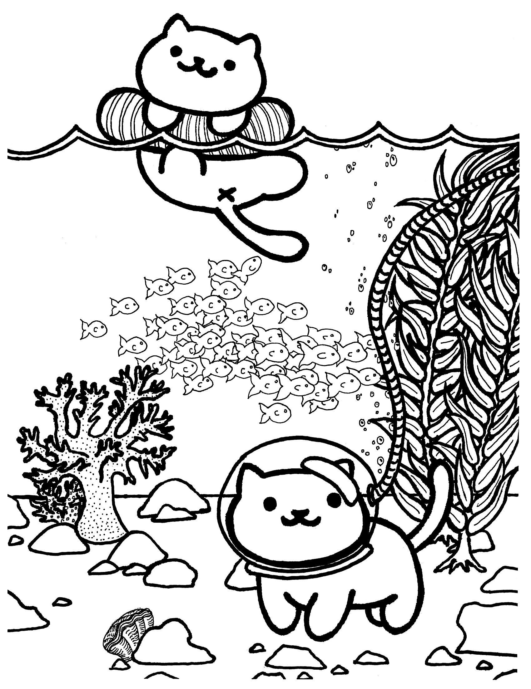 I'm an art teacher and I draw nekoatsume-inspired coloring sheets for my  students! : aww