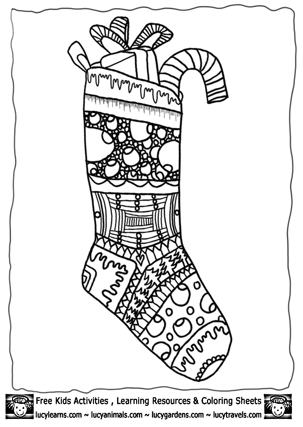 Christmas Stocking Coloring Pages Template Collection, Xmas ...