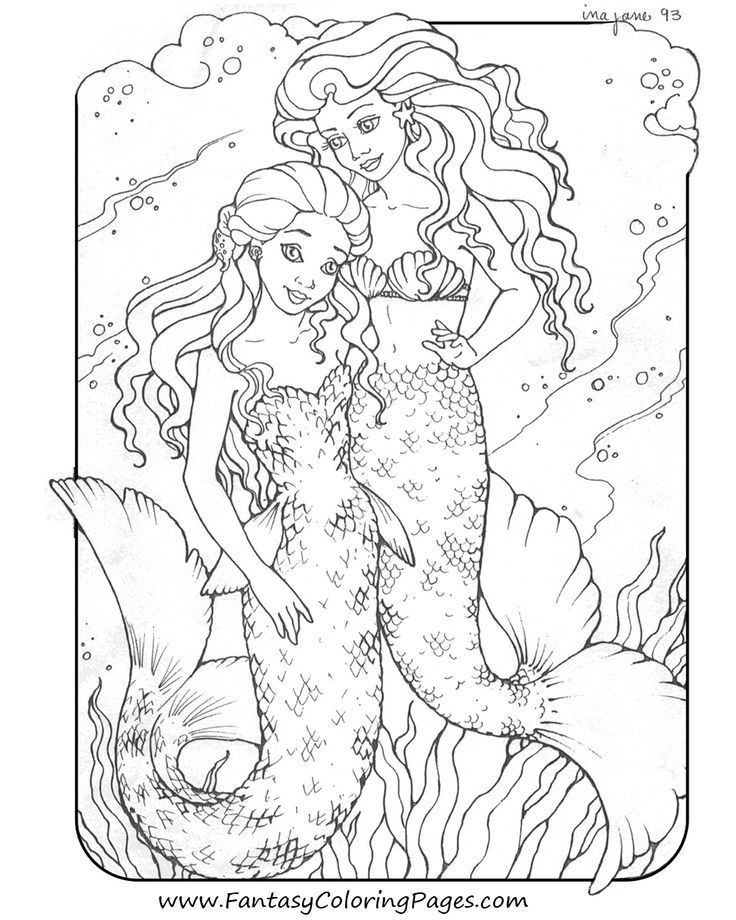 mermaid coloring page for adults