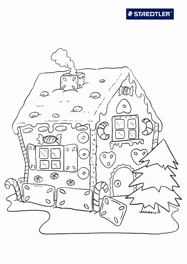 Free Printable Christmas Gingerbread House Coloring Pages - Coloring