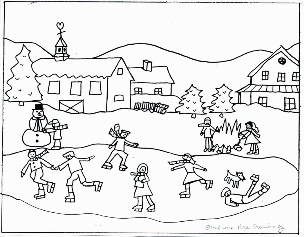 Printable Winter Scene Coloring Pages Coloring Home