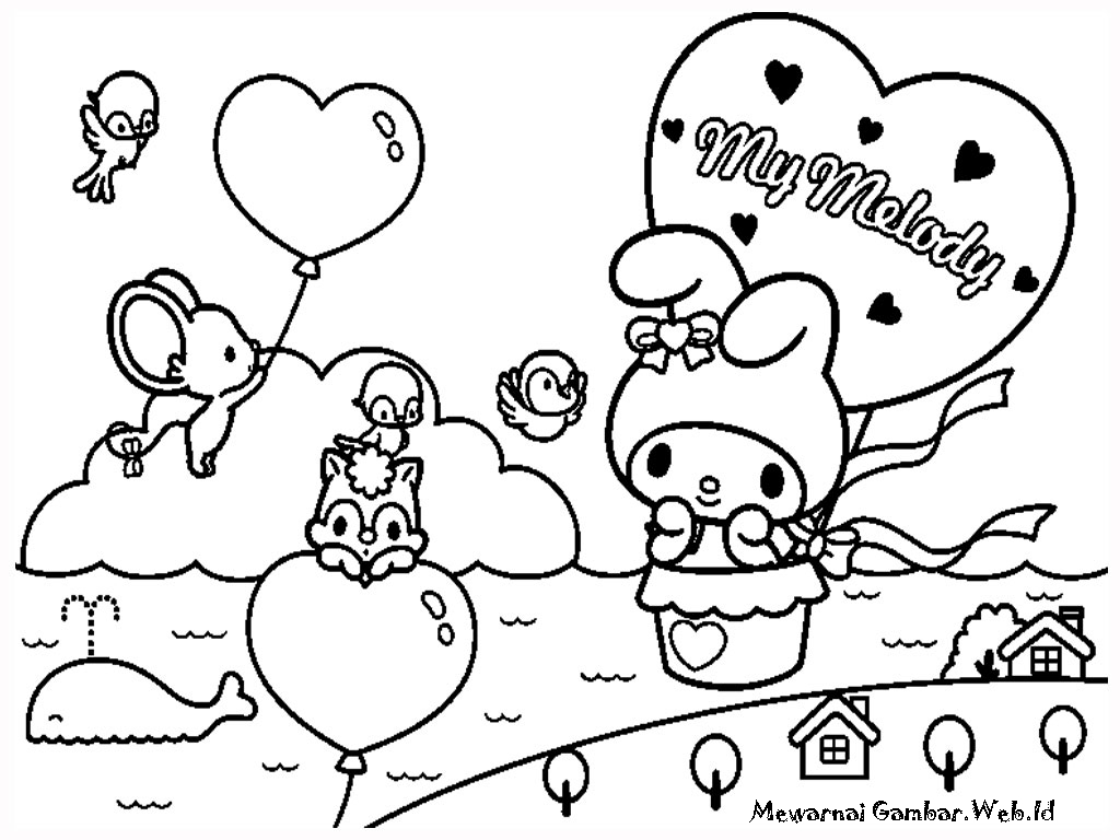 My-Melody-Free-Printable-Kids-Coloring-Pages | Cute Kawaii Resources