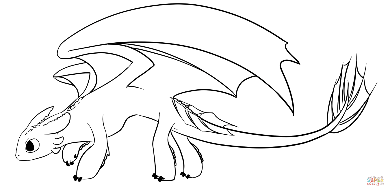 Night Fury Dragon coloring page | Free Printable Coloring Pages