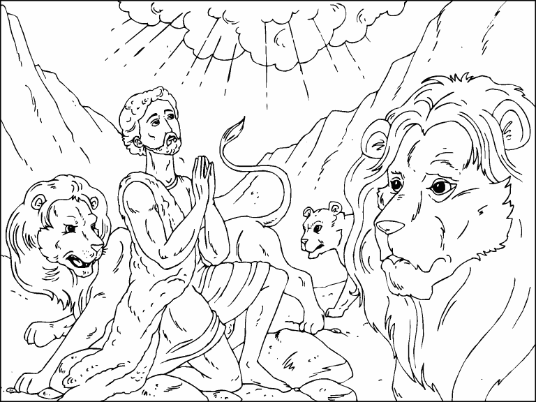 Free Coloring Page 25 Jan 2025 Daniel in the Lions' Den