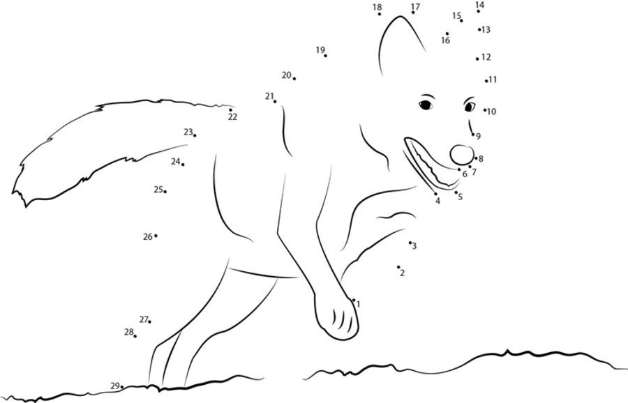 Connect the dots: Wolf, printable for kids & adults, free