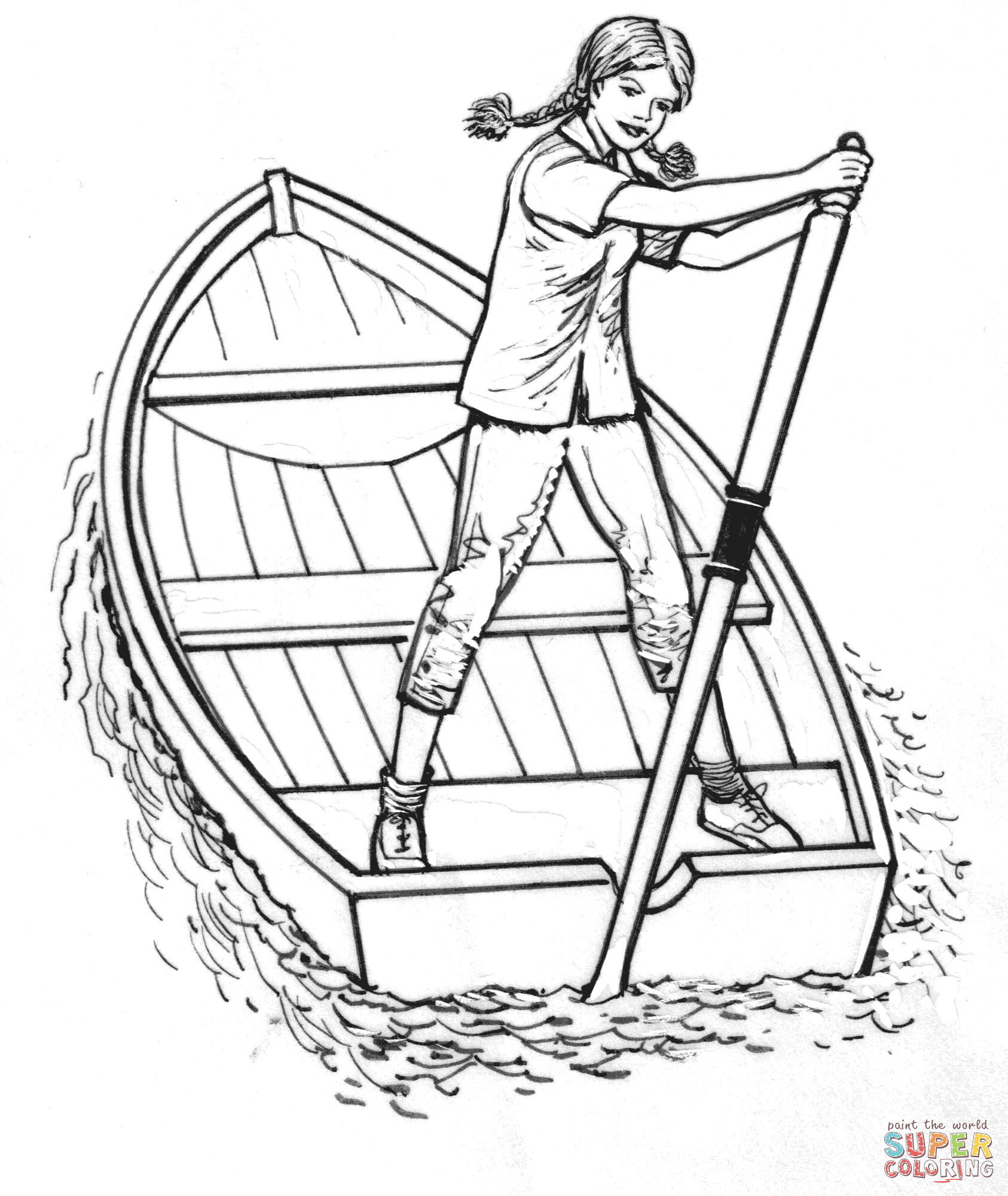 Girl on a Boat coloring page | Free Printable Coloring Pages