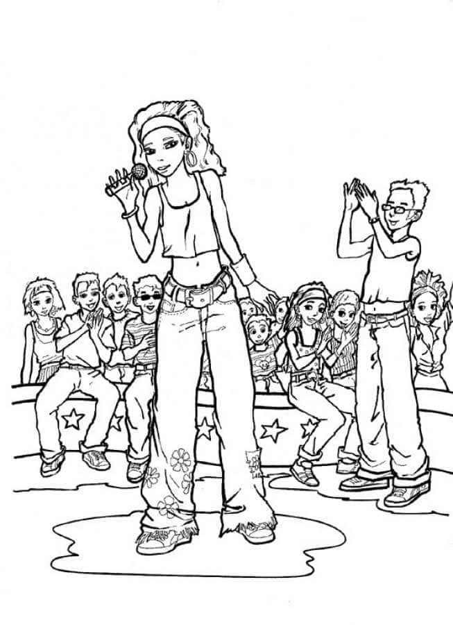 Singer on Stage Coloring Page - Free Printable Coloring Pages for Kids