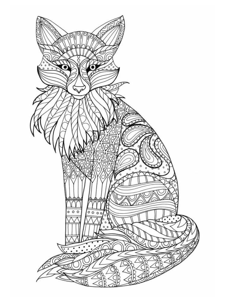 Zentagle Fox coloring pages for Adults