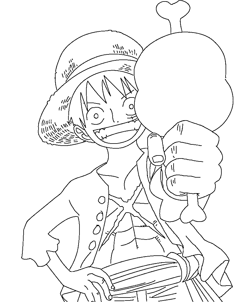 Luffy with Fried Chicken Coloring Pages - One Piece Coloring Pages - Coloring  Pages For Kids And Adults