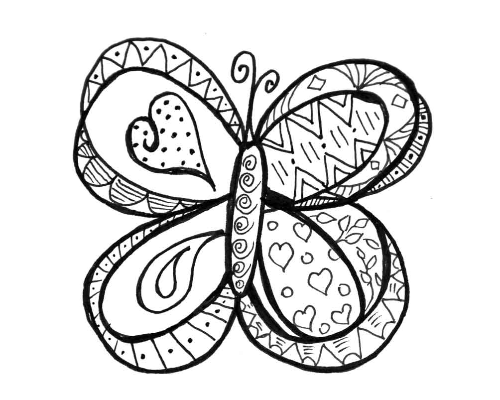 Doodle Coloring Butterfly - VoteForVerde.com