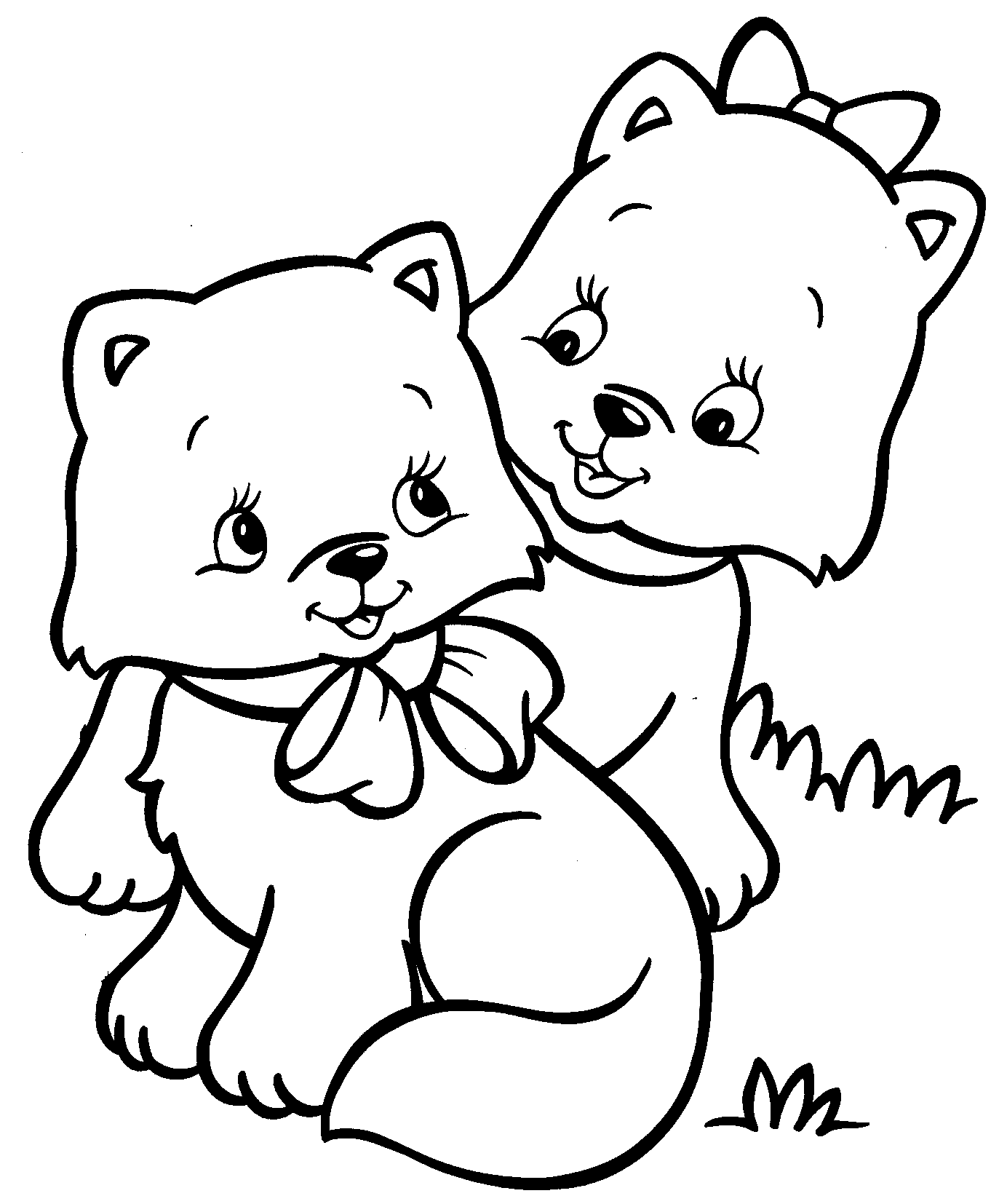 Two Cat Funny Coloring Pages For Kids #bb8 : Printable Cats ...