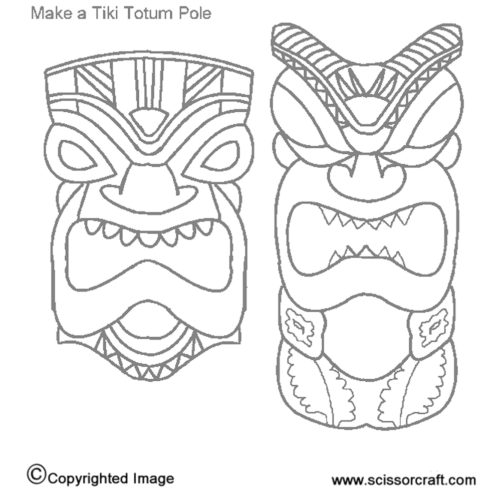 Tiki Mask Printable - Coloring Pages for Kids and for Adults