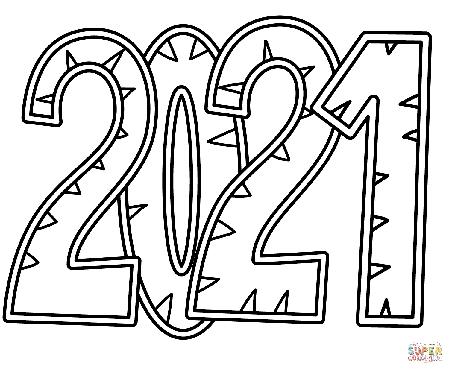 2021 Doodle coloring page | Free Printable Coloring Pages
