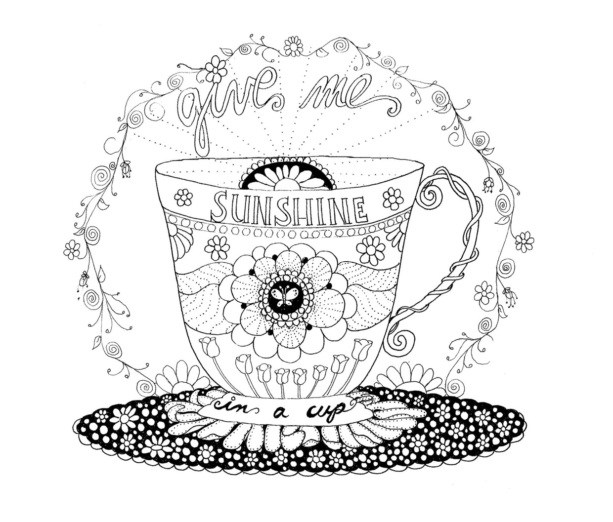 Cup of Sunshine Coloring Pages