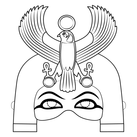 Egyptian mask with Horus falcon coloring page | Free ...