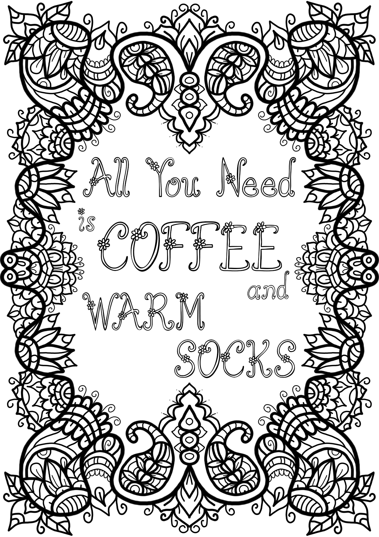 Free Colouring Page - Coffee and Warm Socks by WelshPixie ...