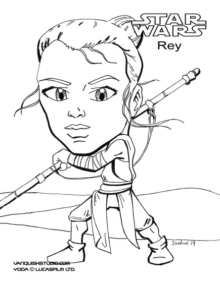 Rey Star Wars coloring page | Vanquish Studio