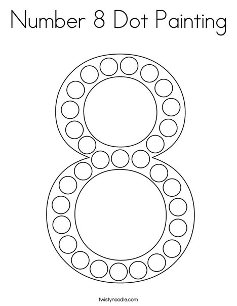 Number 8 Dot Painting Coloring Page - Twisty Noodle