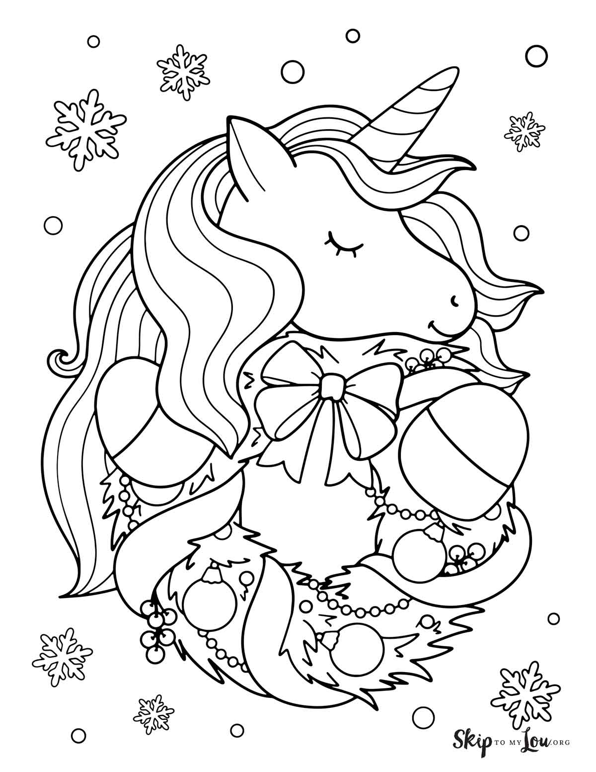 Christmas Unicorn Coloring Pages | Skip ...