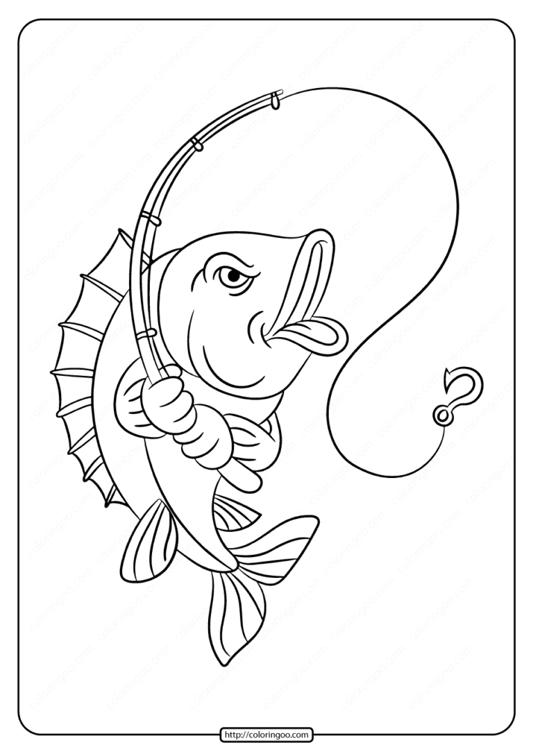 Fish with Fishing Rod Coloring Pages - Fishing Coloring Pages - Coloring  Pages For Kids And Adults