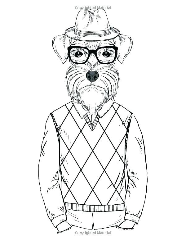 Hipster Coloring Pages Schnauzer ... | Dog coloring page, Animal coloring  books, Animal coloring pages