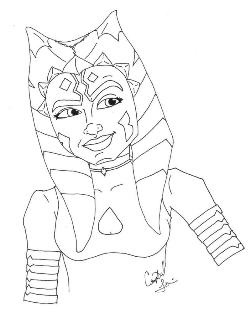 Smiling Ahsoka Coloring Page - Free Printable Coloring Pages for Kids