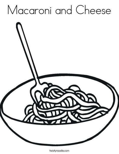 Macaroni and Cheese Coloring Page - Twisty Noodle