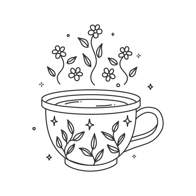 Coloring Pages | Coloring Book Pages Hygge Cups Tea Cozy Coffee Mug With  Floral Pattern