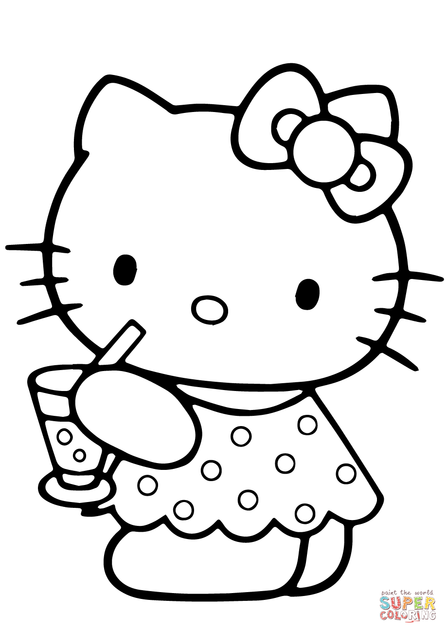 Hello Kitty Summer coloring page | Free Printable Coloring Pages