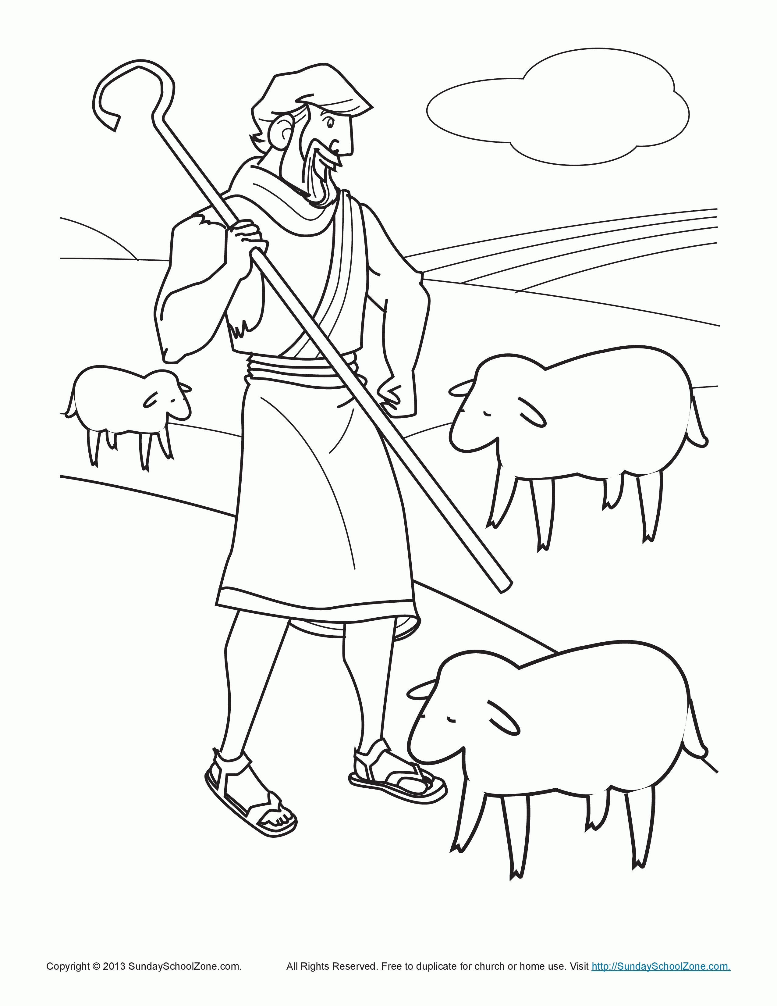Coloring Page Of Sheep And Shepherds - High Quality Coloring Pages