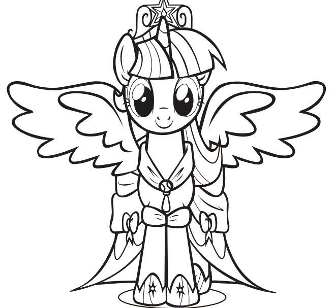 Princess Twilight Sparkle Little Pony Coloring Pages: | My little pony  coloring, My little pony twilight, Horse coloring pages
