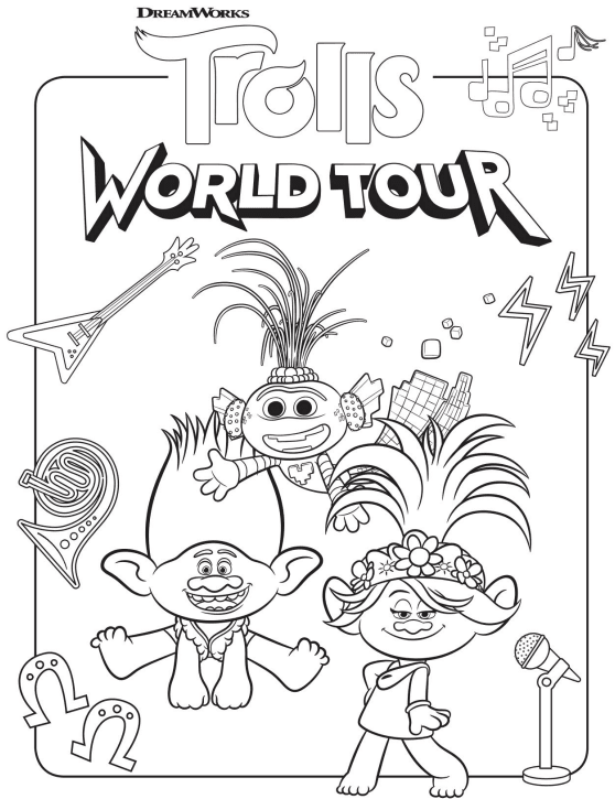 Free Trolls World Tour Coloring Pages and Printable Activities