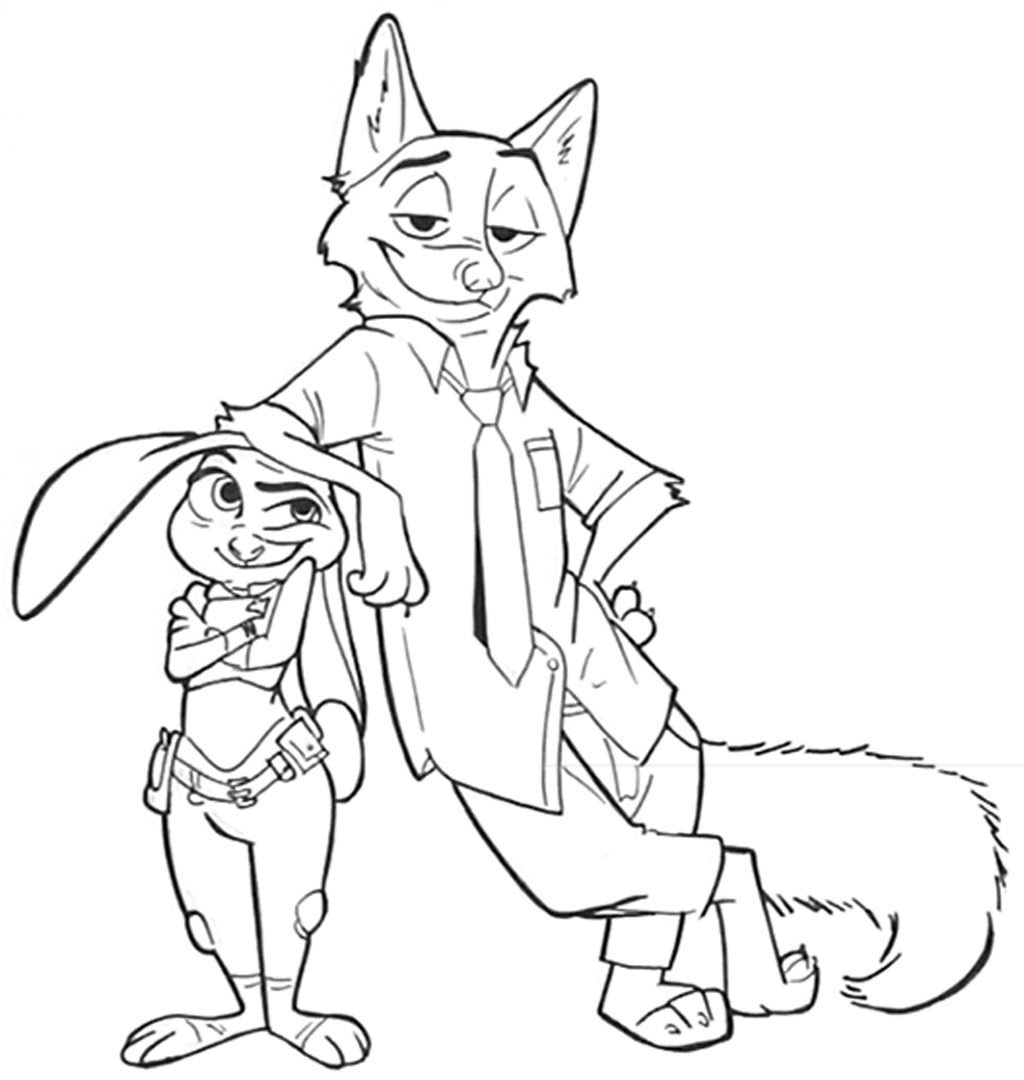 Free Printable Nick And Judy Zootopia Coloring Page   Coloring Home