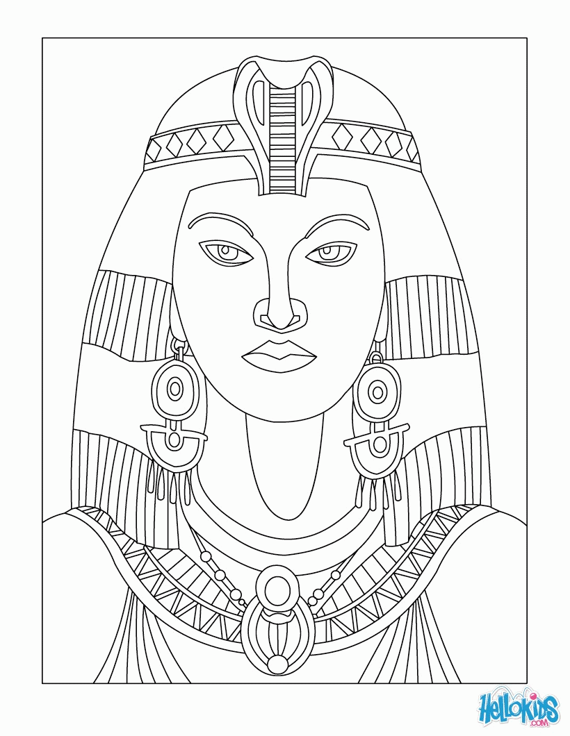 PHARAOH coloring pages - CLEOPATRA QUEEN OF EGYPT for kids