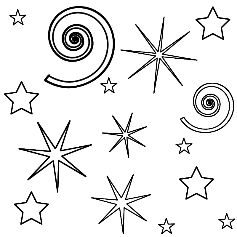Fireworks and Swirls - Coloring Page (Independence Day)
