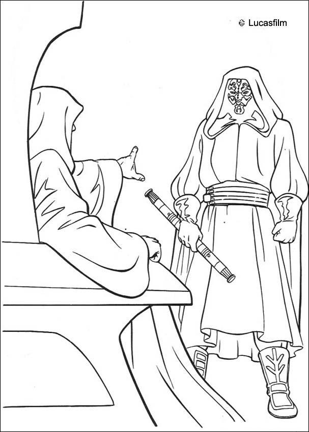 STAR WARS coloring pages - Jedi Knight Qui-Gon Jinn fighting a ...