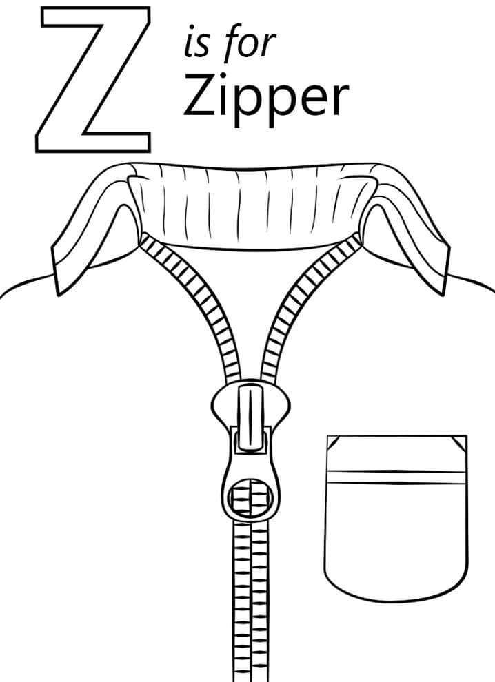 Zipper Letter Z Coloring Page - Free Printable Coloring Pages for Kids