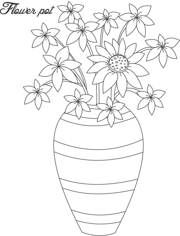 flower-vase-coloring-pages-323 | Раскраски с цветами, Раскраски, Цветочные  горшки