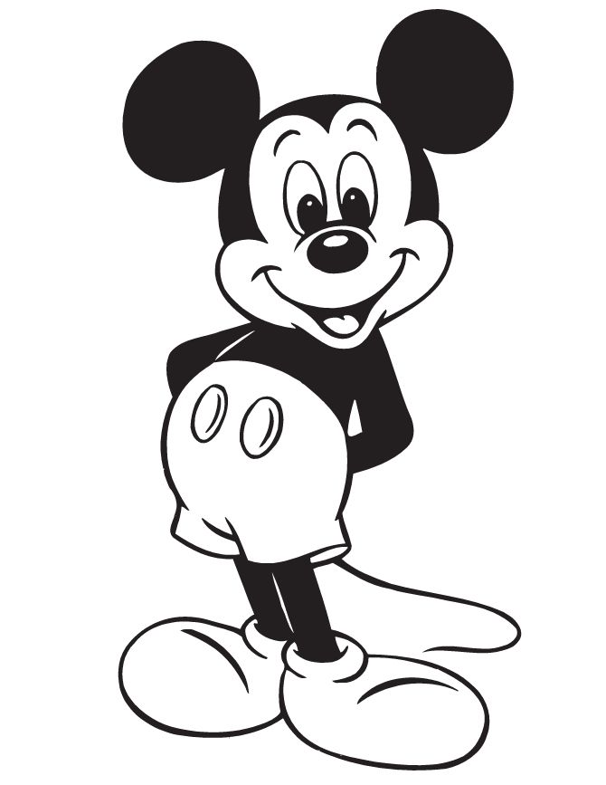 Cute Mickey Mouse Standing Coloring Page | Clip art and templates ...
