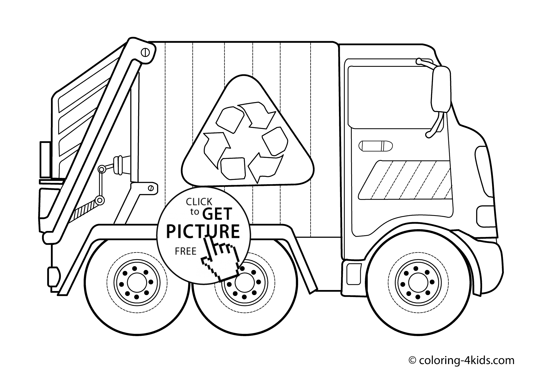 Garbage Truck Transportation Coloring Pages for kids, printable free |  coloing-4kids.com